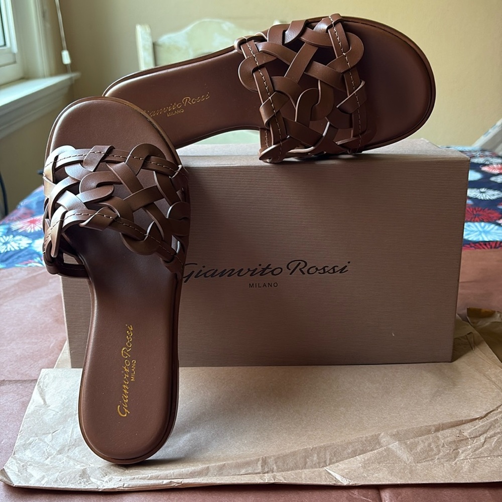 🤎🌟🤎 Gianvito Rossi Brown Sandals with Intricate Cut-Out Design 🤎🌟🤎 - Picture 5 of 16